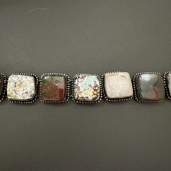 Accessories - Vintage 70's Ethnic India Polished Agate Stone Concho style Chain Belt